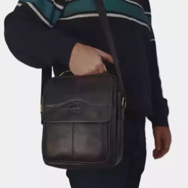 شنطة كروس جلد بقري طبيعي رجالي – موديل 815 لوكس